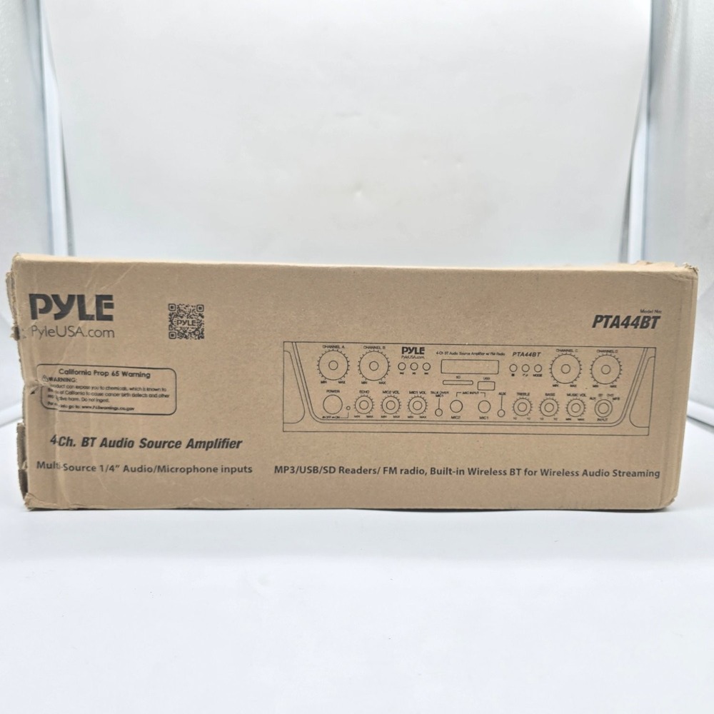 Pyle PTA44BT 4-Channel Bluetooth Amplifier 500W Home Stereo Receiver FM Radio